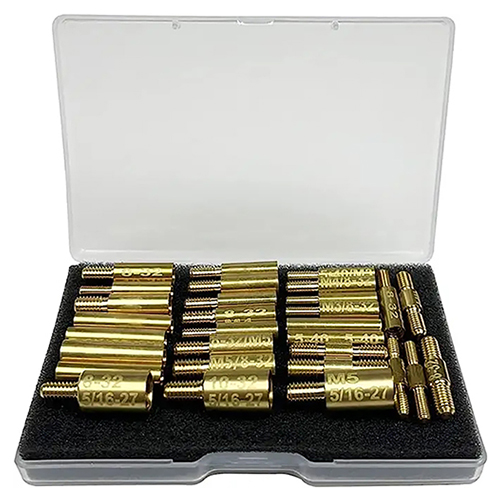 Pistoleto valymo strypo tvirtinimo adapteriai 30 vnt. Pak. 5-40 8-32 10-32 5/16-27 M3 M4 M5 sriegiai strypo jungiamojoje ir vidinėje jungtyje